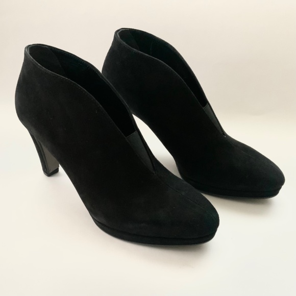 Gabor Amien Black Suede Heeled Booties Leather Slip On Ankle Boots Pumps 8.5 - Picture 6 of 12